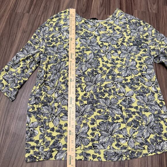 J. Jill wearable collection women sz L Green Graphic Blouse Relaxed l 3/4 sleeve - Picture 5 of 8